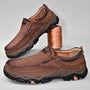 Braune orthopädische Lederschuhe, komfortabel, rutschfest, ideal für täglichen Gebrauch.