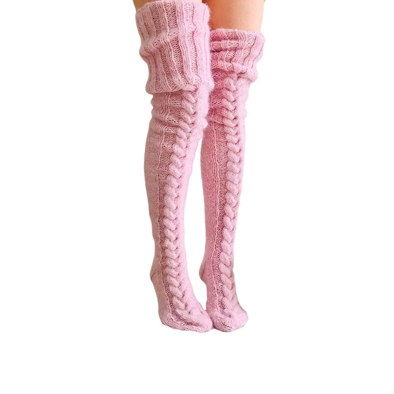 Damen Überknie-Stricksocken – Winterzauber Aurora