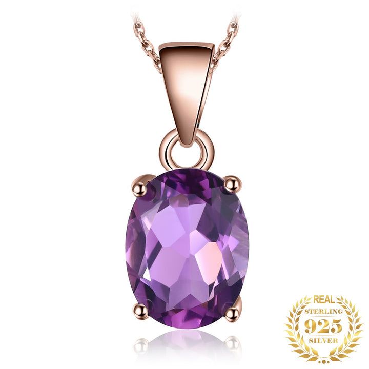 Lila Amethyst-Anhänger aus 925er Sterlingsilber mit Kette, eleganter Schmuck.
