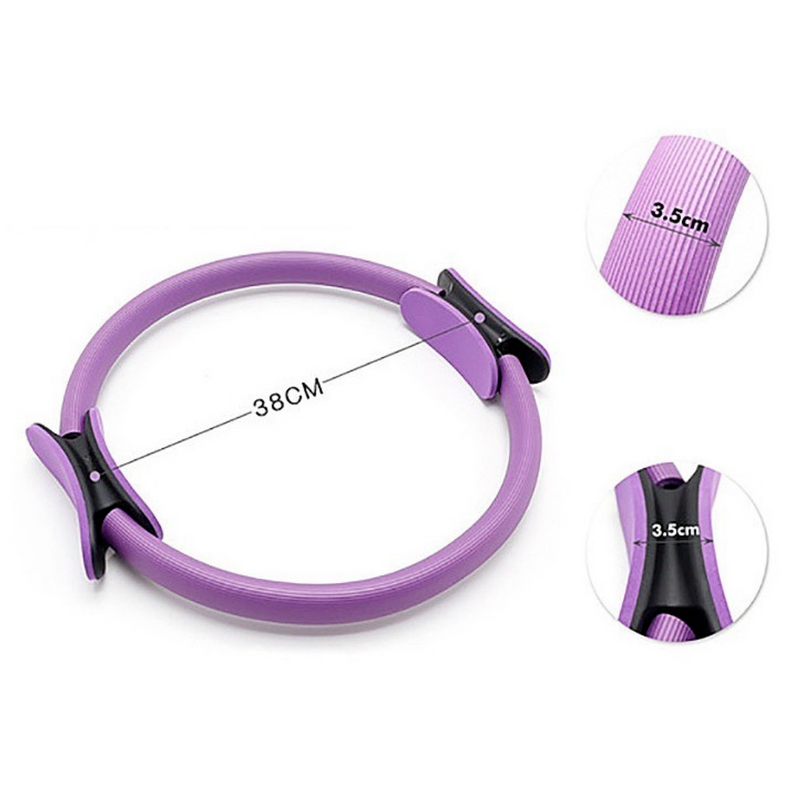 Lila Pilates Ring 38cm, Fitnessgerät, Yoga Zubehör, 3,5cm Griff, Widerstandstraining