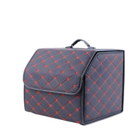 Schwarze Kofferraum-Box mit rotem Rautenmuster, Premium Autozubehör, Aufbewahrungstasche.