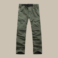 Grüne Outdoor-Hose, Herren, mit Reißverschlusstaschen, strapazierfähiges Material, Wanderhose.