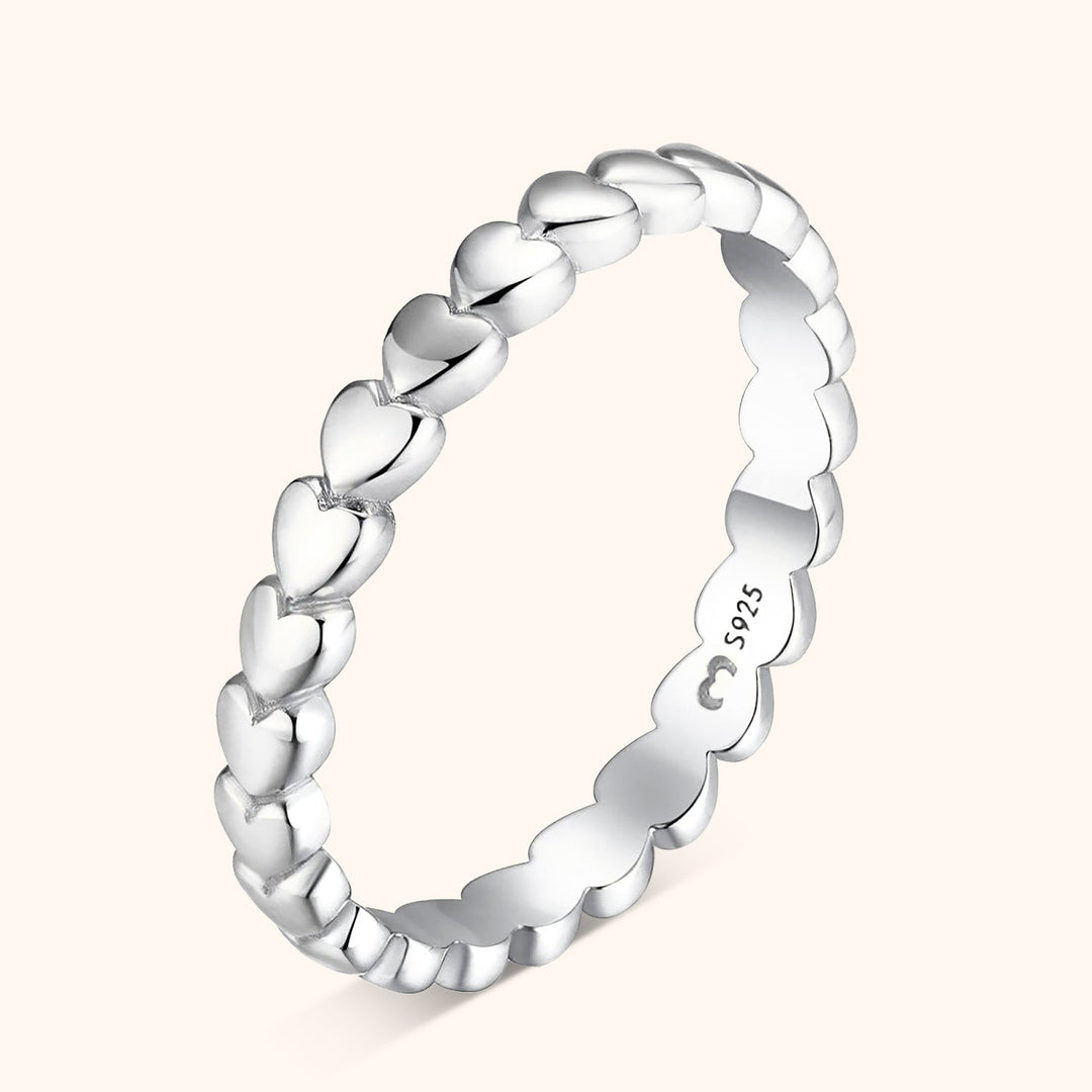 Silberner Herzring aus 925er Sterlingsilber, Damenring, romantisches Schmuckdesign