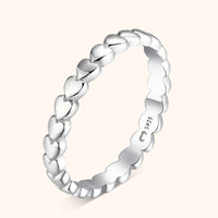 Silberner Herzring aus 925er Sterlingsilber, Damenring, romantisches Schmuckdesign