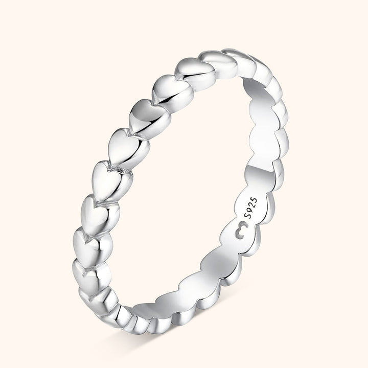 Silberner Herzring aus 925er Sterlingsilber, Damenring, romantisches Schmuckdesign