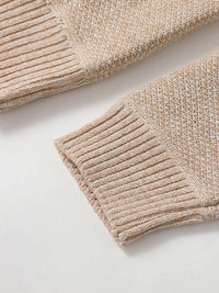 Beiger Herren-Strickpullover, Rippbündchen, Baumwolle, modisch, bequem, hochwertig.