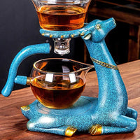 Blaues Hirsch-Teeset aus Glas, magnetisch, Kungfu-Stil, für Teezeremonien.