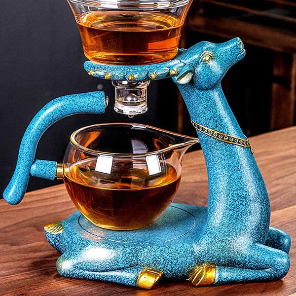 Blaues Hirsch-Teeset aus Glas, magnetisch, Kungfu-Stil, für Teezeremonien.