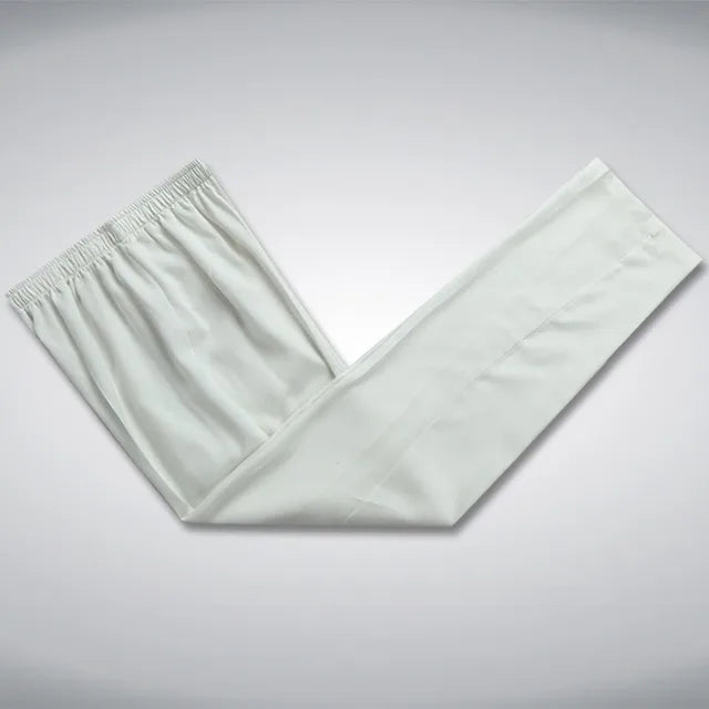 Weiße traditionelle chinesische Hose für Herren, Tang-Anzug, Baumwolle, elastischer Bund.