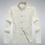 Traditionelle chinesische Tang-Anzugjacke für Herren, weiß, Baumwolle, Stehkragen, Knopfleiste.