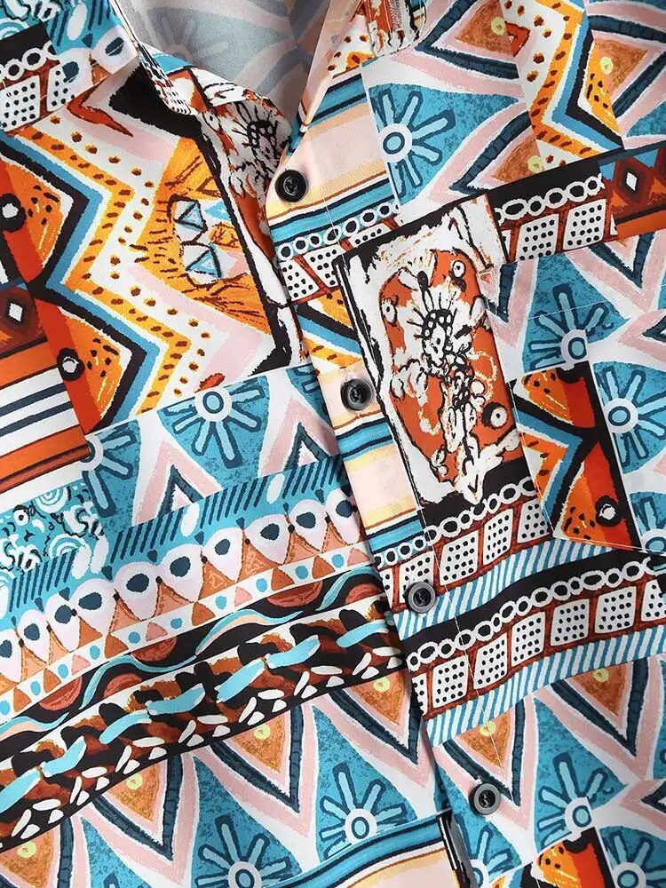 Sommer Damen Shirt mit Ethnischem Druck und Brusttasche – Nova