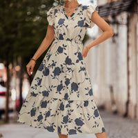 A-Linie Sommerkleid mit Puffärmeln und Farbakzent – Thalia