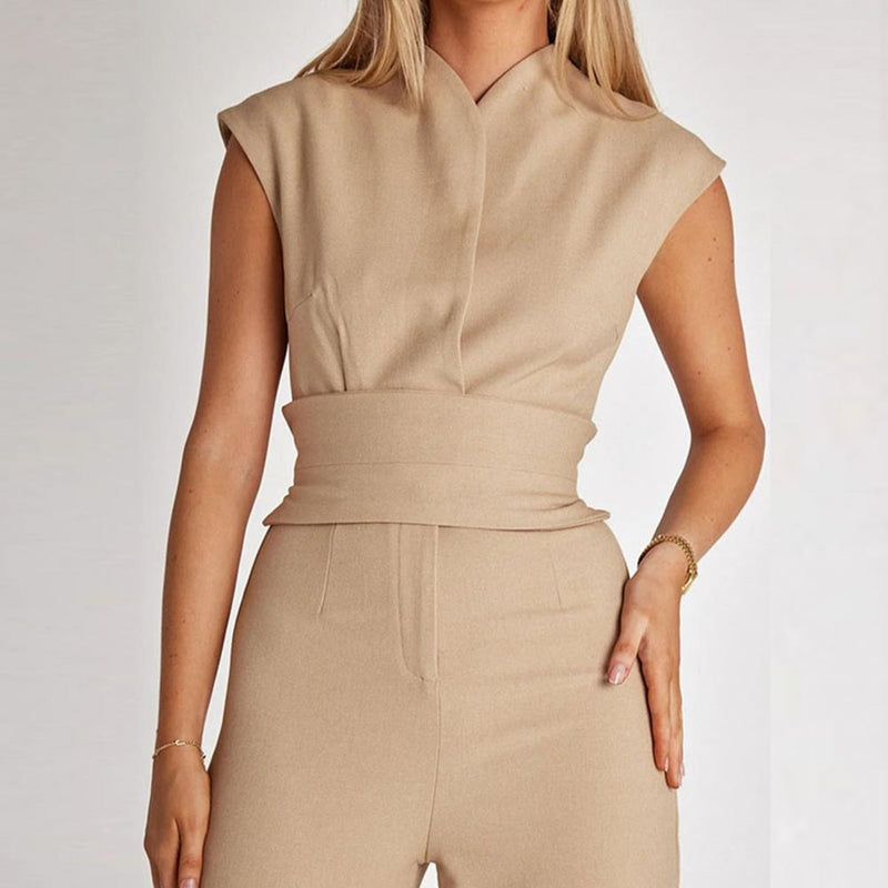 Luftiger Damen Jumpsuit mit Weiten Beinen und V-Ausschnitt – Maribel