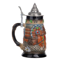 Bierkrug mit Relief & Zinndeckel (0,8 L) – GaudiKrug Oktoberfest 2025