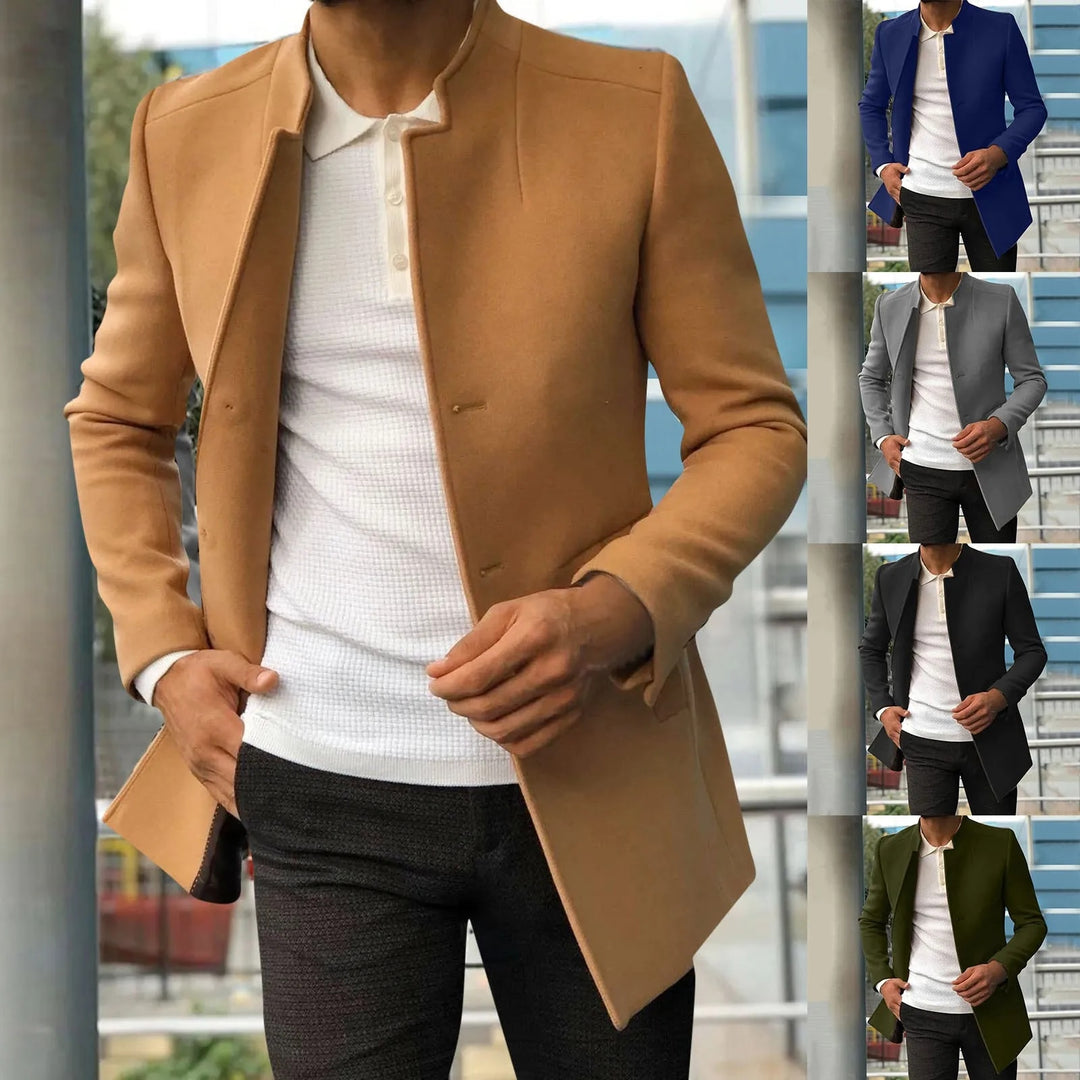 Männer Mantel, beige, elegant, Slim Fit, verschiedene Farben, Herbstmode, Herrenbekleidung.