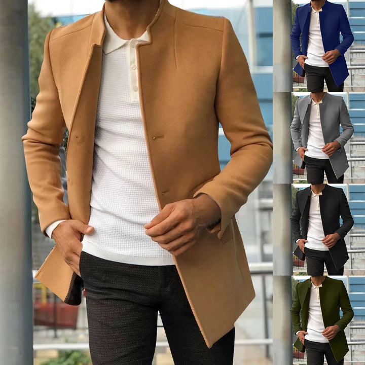 Männer Mantel, beige, elegant, Slim Fit, verschiedene Farben, Herbstmode, Herrenbekleidung.