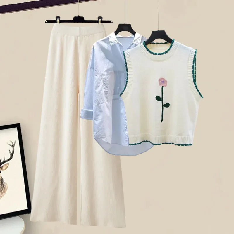 Dreiteiliges Damen Winter Outfit Set mit Strickjacke – Marisa