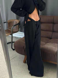 Herbstlich & Stilvoll Zweiteiler aus Leinen mit Langarmshirt und Hose Damen – Nayela