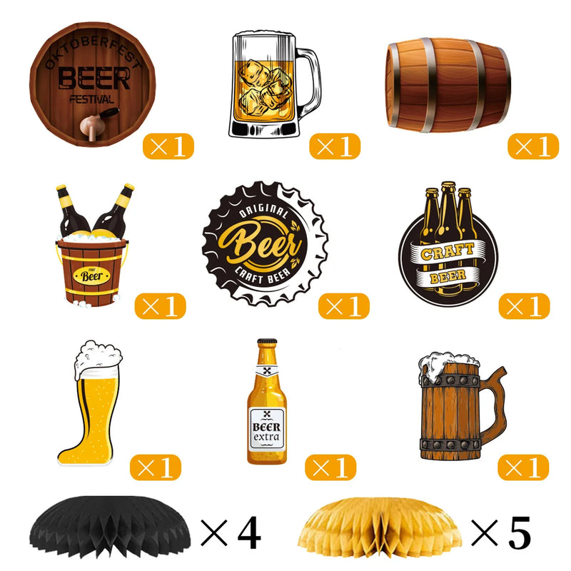 Tischdeko Bündeln mit Biermotiven (3×9er-Set) – FestTisch Oktoberfest 2025