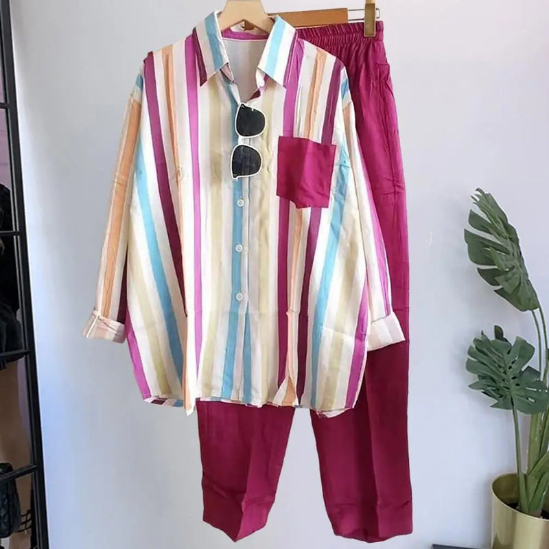 Zweiteiliges Herbst-Set aus Leinen Kuscheliges Shirt & Weite Hose - Zayenne