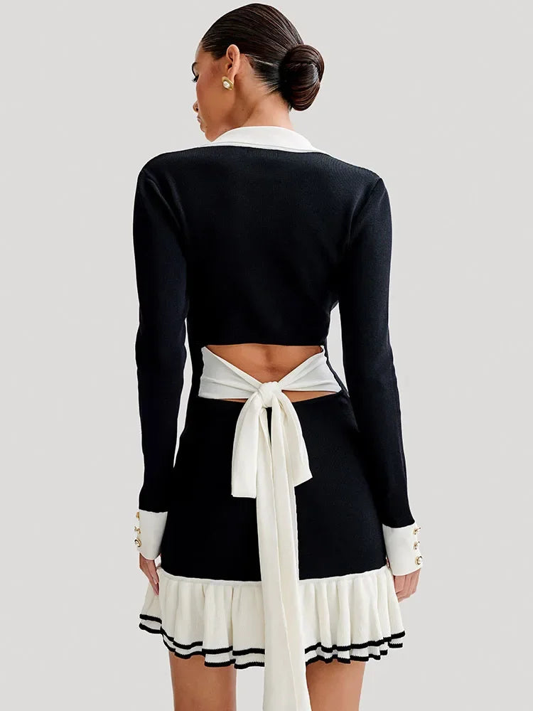 Strick-Minikleid mit Rückenausschnitt und Bandage-Design – Amira Herbstzauber Edition