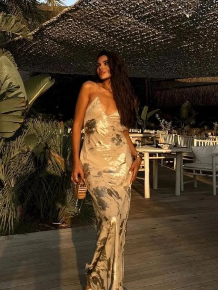 Rückenfreies Sommerkleid mit tiefem V-Ausschnitt – Selene