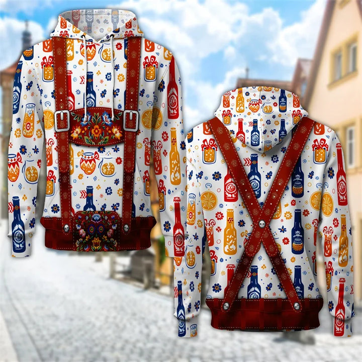 3D Trachten Hoodie mit Bierkrug-Print – ProstZeit Oktoberfest 2025