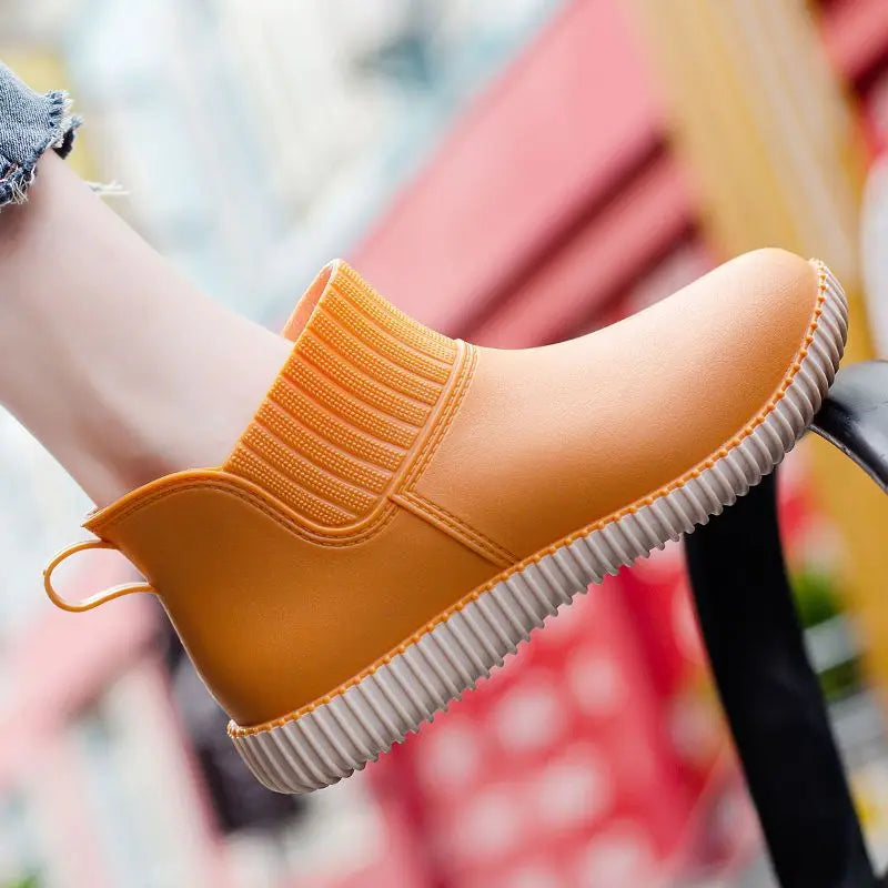 Damen Regenstiefeletten wasserdicht mit gestricktem Schaft & Antirutschsohle – Liora