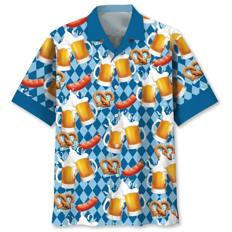 Hawaii-Hemd mit Bier- & Brezn-Muster – FeierLaune Oktoberfest 2025