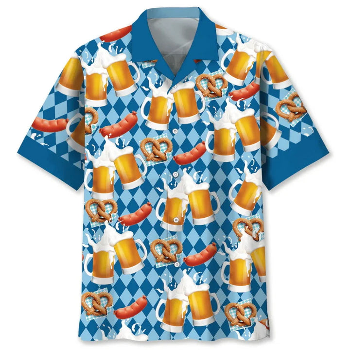 Hawaii-Hemd mit Bier- & Brezn-Muster – FeierLaune Oktoberfest 2025
