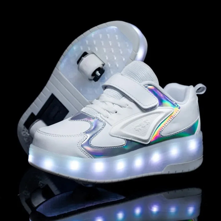 Kinderrollschuhe mit LED-Beleuchtung und abnehmbaren Rädern