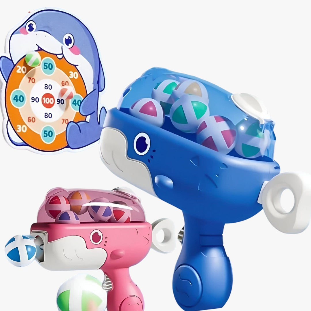 KlebeBall-Set Walfisch – Sicherer Schießspaß für Kinder drinnen & draußen