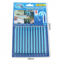 Sani Sticks Abflussreiniger, blau, 12 Stück, Geruchsneutralisierung, Rohrreinigung, Küche, Bad