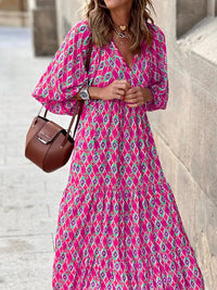 Herbstliches bedrucktes Maxikleid mit Taillenbund – Aurelia