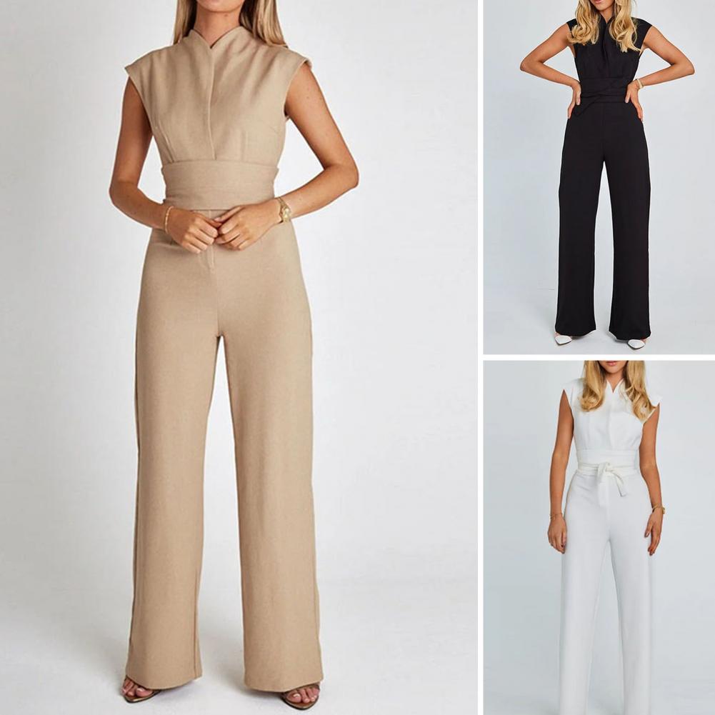 Luftiger Damen Jumpsuit mit Weiten Beinen und V-Ausschnitt – Maribel