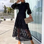 Elegantes schwarzes Spitzenkleid für Damen, langärmelig, ideal für Abendveranstaltungen.