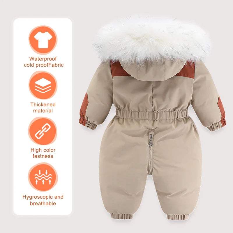 Baby-Winteroverall mit Kapuze, wasserdicht und warm gefüttert – Mila Winterzauber Edition