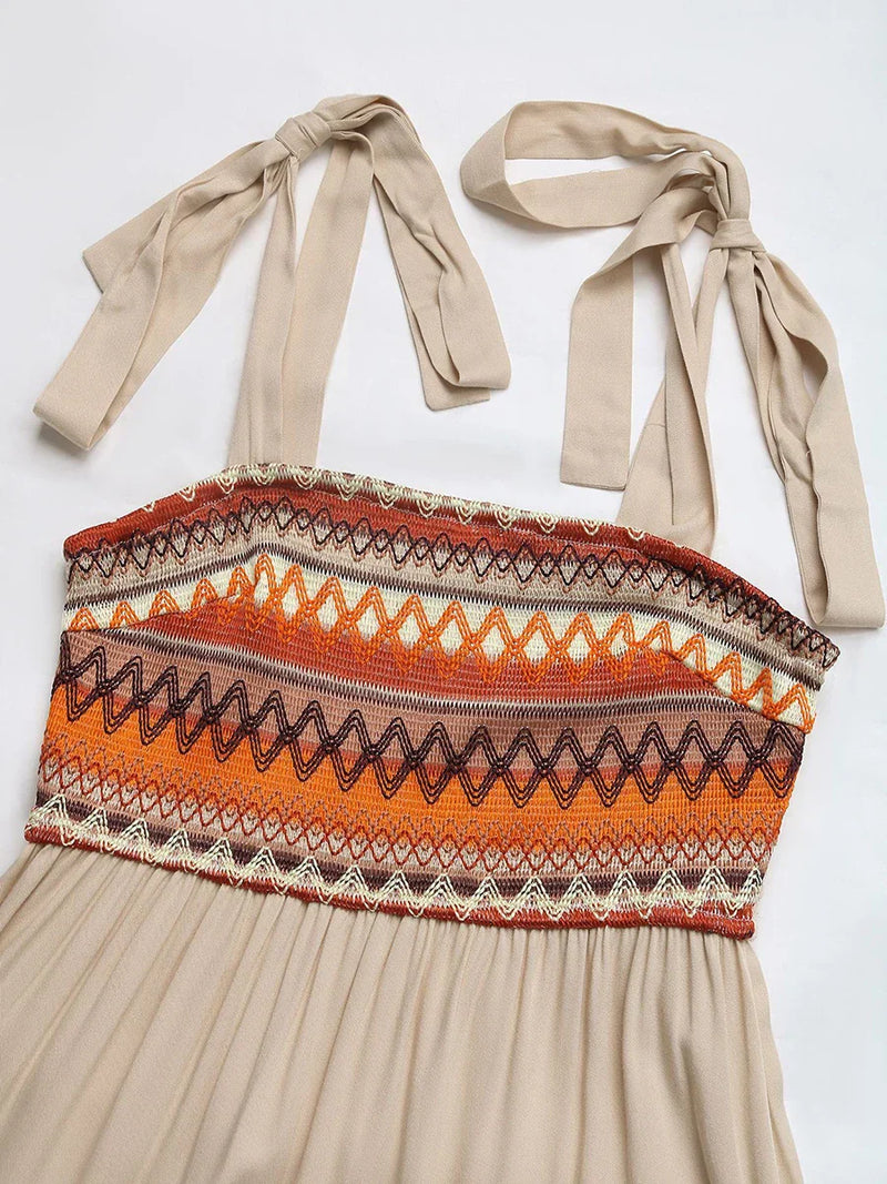 Apricotfarbenes luftiges & stylisches Spaghettiträger-Midikleid für den Sommer – Lina