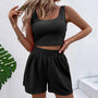 Trendiges Zweiteiliges Sommer-Set Damen mit Shorts & Croptop – Livia