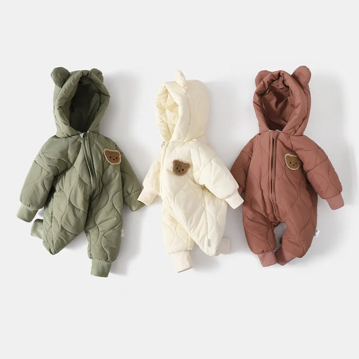 Kapuzen-Winteroverall mit Bärenmotiv für Babys – Kuschelig & Winterwarm