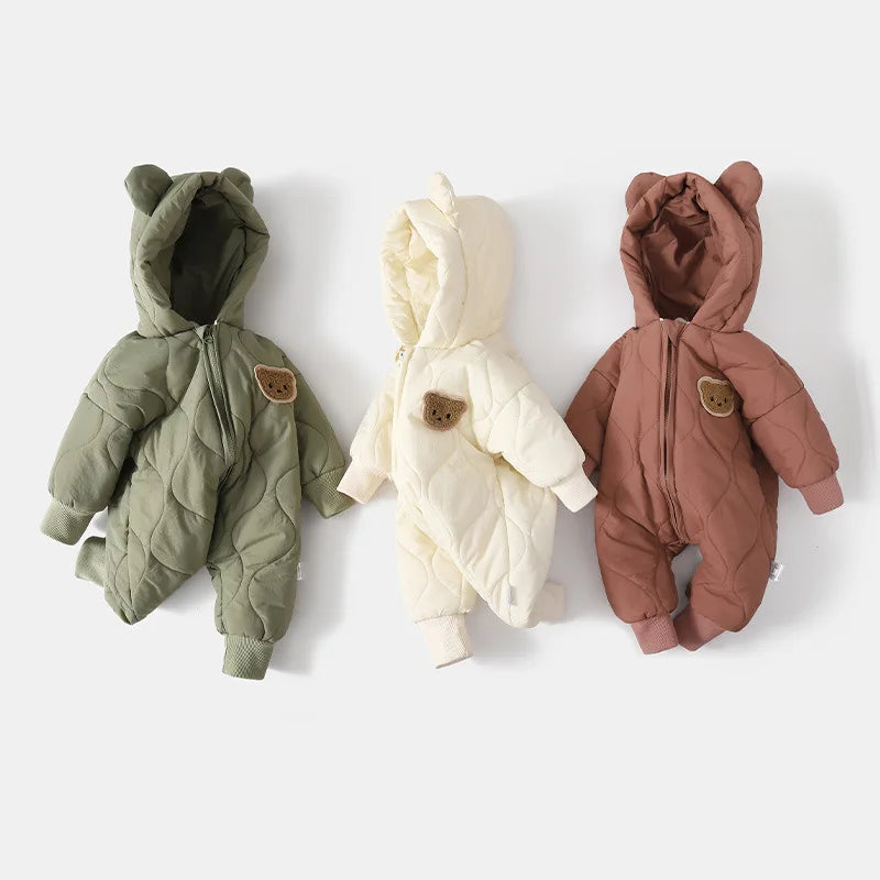 Kapuzen-Winteroverall mit Bärenmotiv für Babys – Kuschelig & Winterwarm