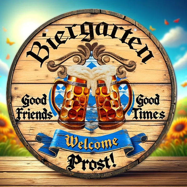 Metallisches Wandschild „Biergarten Prost“ – ProstSchild Oktoberfest 2025