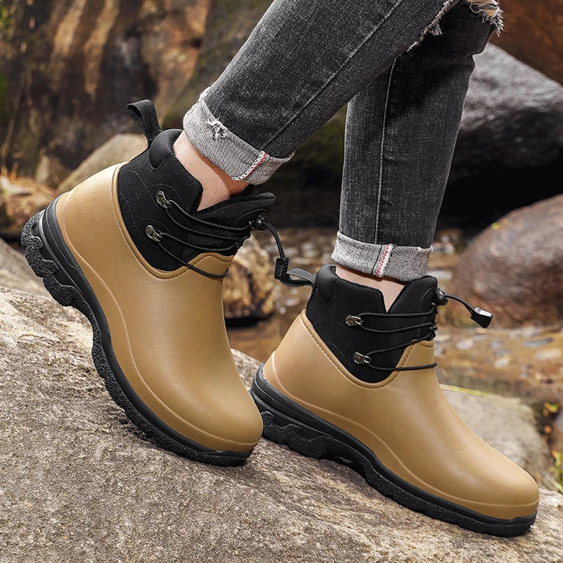 Herren Regenstiefel wasserdicht mit Knöchelriemen & Profilsohle – Darius