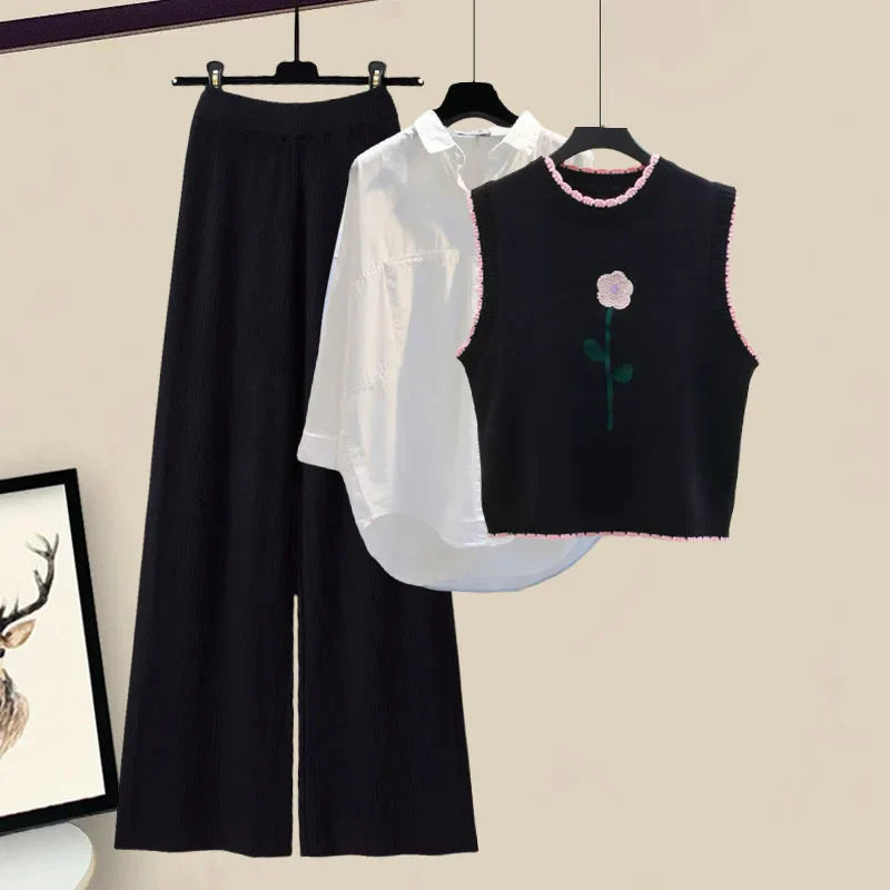 Dreiteiliges Damen Winter Outfit Set mit Strickjacke – Marisa