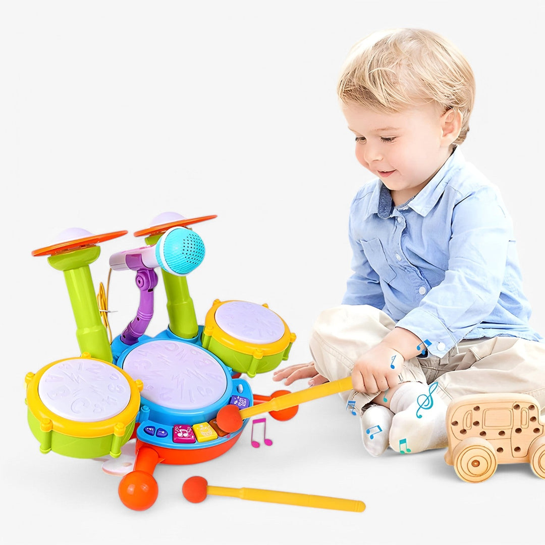 Interaktives Lern-Drumset mit Mikrofon für Kleinkinder – RhythmusSpaß Mini