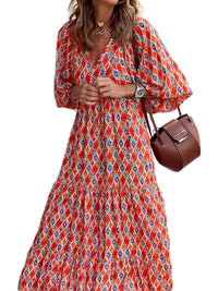 Herbstliches bedrucktes Maxikleid mit Taillenbund – Aurelia