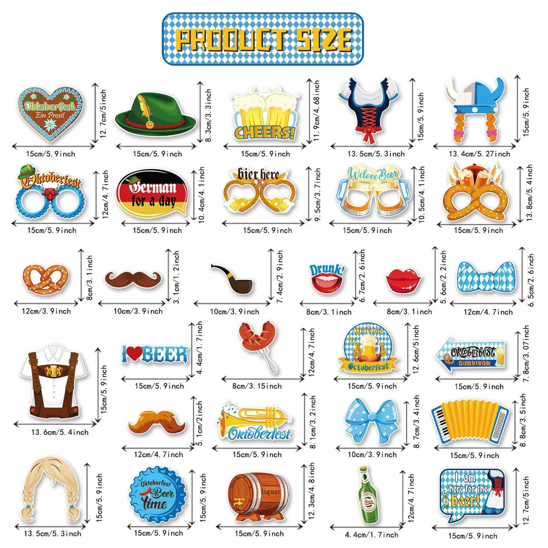 Foto-Requisiten Set im Oktoberfest-Design (30-teilig)- 1+1 Gratis – GaudiSpaß Oktoberfest 2025