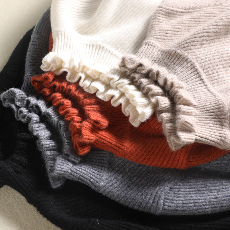 Mehrfarbige Strickmützen aus Wolle, gerippt, für Damen, Herbst-Winter-Modeaccessoires.