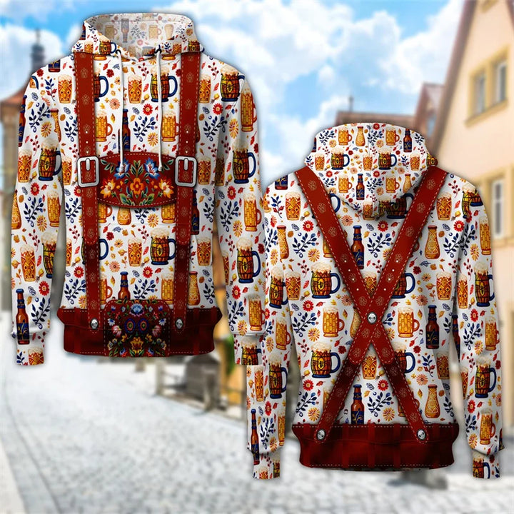 3D Trachten Hoodie mit Bierkrug-Print – ProstZeit Oktoberfest 2025