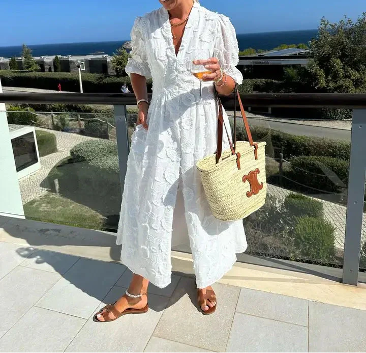 Luftige weiße Sommerkleid – Eleni